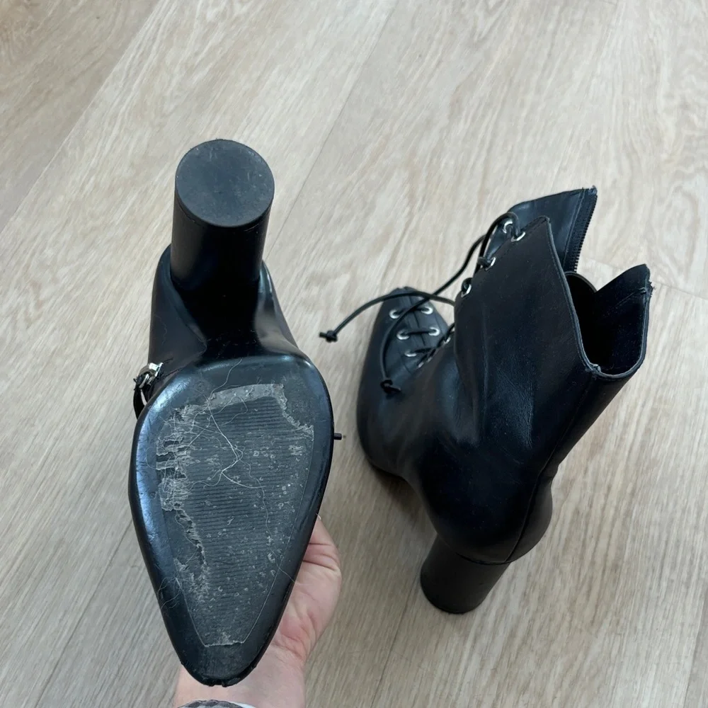 Zara Black High Heel Lace-Up Boots - Picture 2 of 2